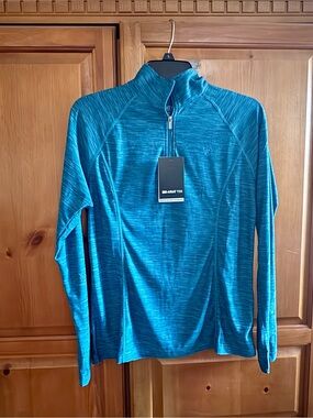 Ariat Blue Heathered Quarter-Zip Performance Top
